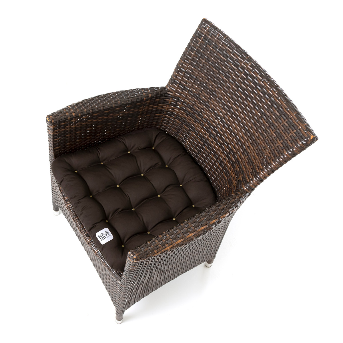 Braunes Sitzkissen trapez /konisch mit abgerundeten Ecken, optimale Passform für einen Rattanstuhl / Rattansessel | HAVE A SEAT Living
