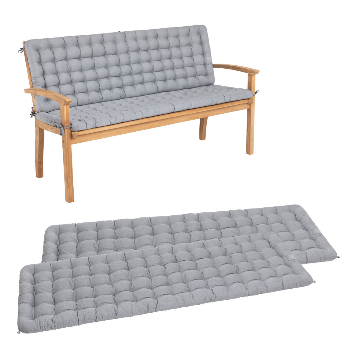 Cuscino per panca da giardino con schienale | Grigio chiaro Cuscino per panca da giardino con schienale | Grigio chiaro