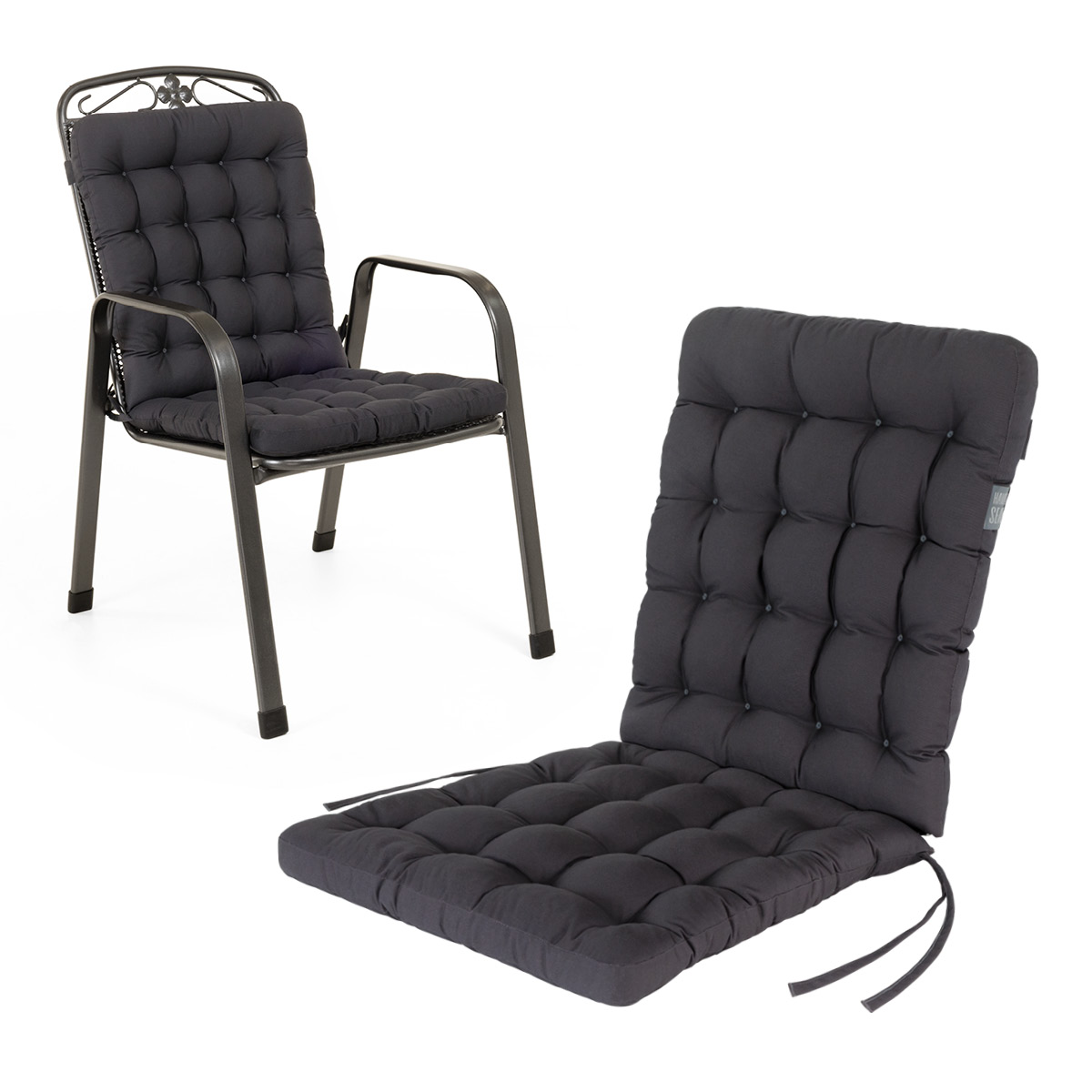 Cuscino per sedia con schienale basso 100x48 cm | Grigio / Antracite