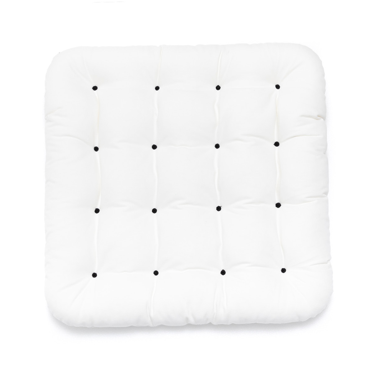 Hochwertiges Stuhlkissen 40x40 weiss, Allergiker geeignet aus hautfreundlichem Baumwollstoff, gepolstert mit schwarzen Riegeln | HAVE A SEAT Living
