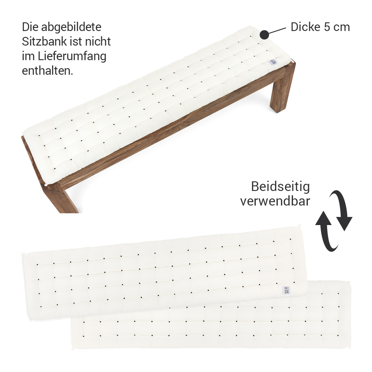 Praktische & bequeme Bankauflagen Weiß für Sitzbänke und Esszimmerbänke von HAVE A SEAT Living