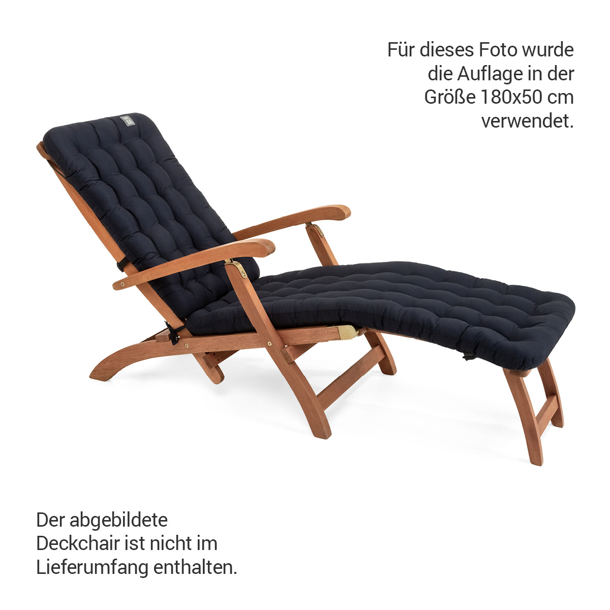 Premium HAVE A SEAT Living Auflage in Marine-Blau für Deckchair mit Luxus-Polsterung 8 cm Dick | bequem, orthopädisch, passend für Relaxstühle