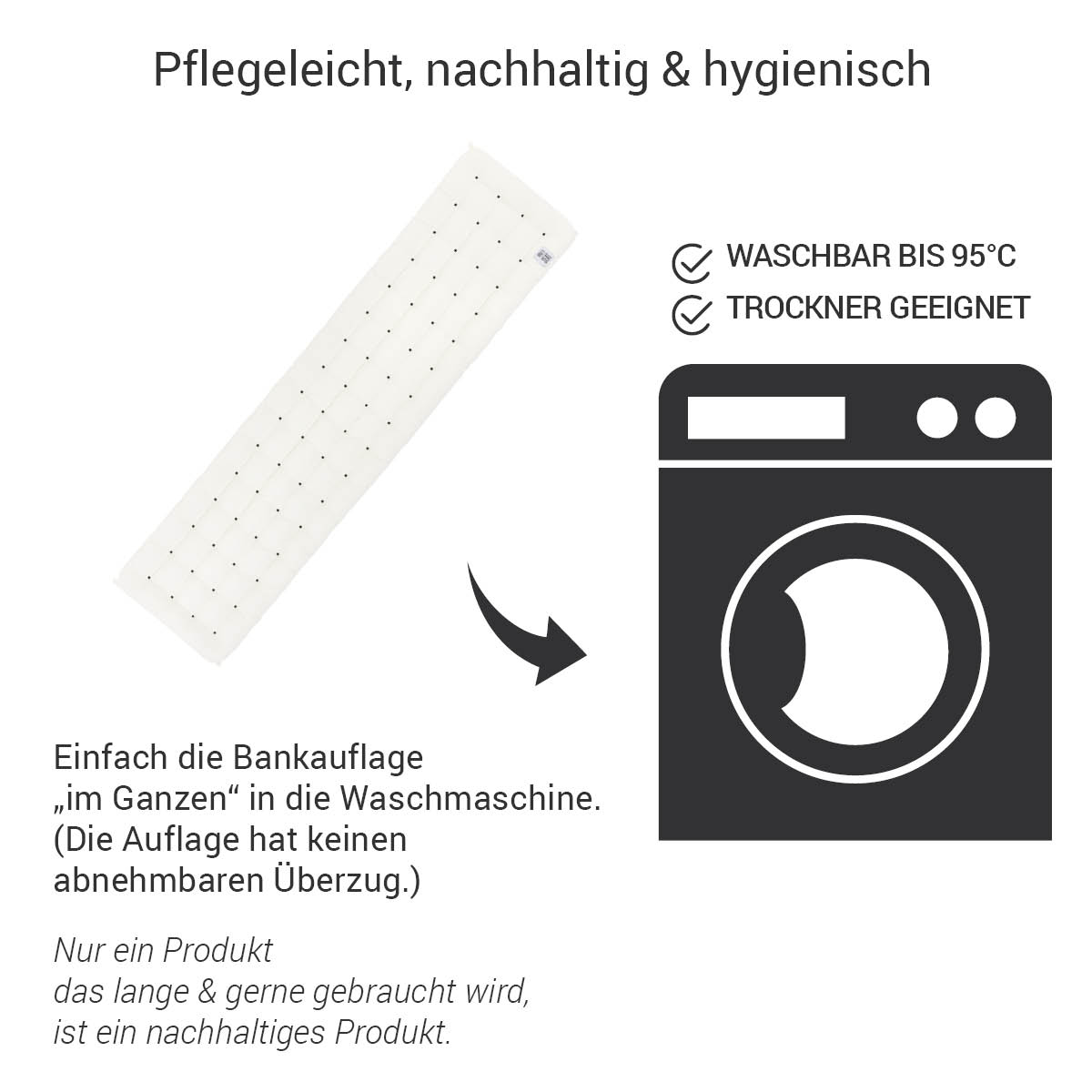 Bankauflage Weiß waschbar bis 95°C im Ganzen (die Auflage hat keinen Bezug), Allergiker geeignet, Indoor / Outdoor | HAVE A SEAT Living