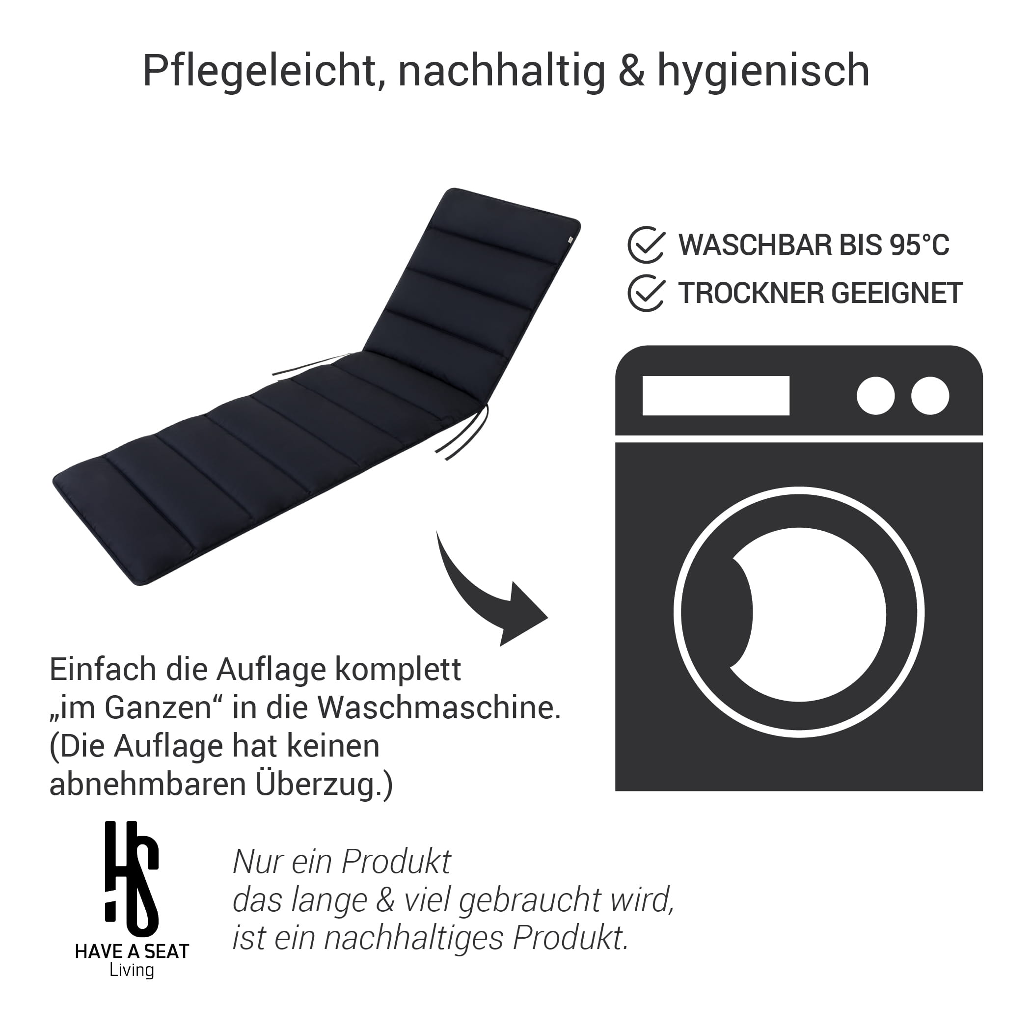 Waschbare, pflegeleichte Auflage Flair in Grau / Anthrazit, bis 95°C waschbar, langlebig, trocknergeeignet