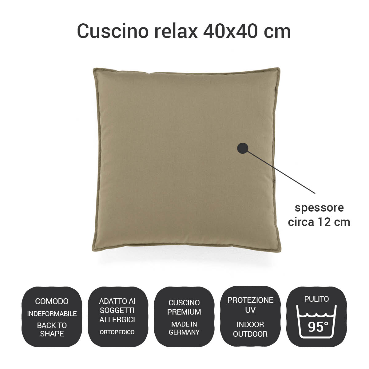 Cuscino per sedia 40x40 cm - Marrone