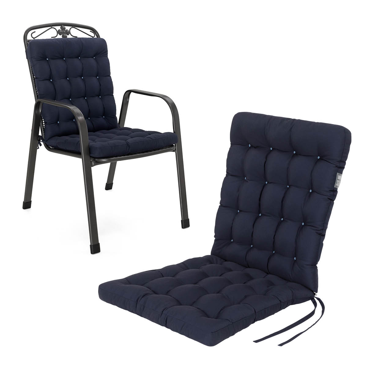 Cuscino per sedia con schienale basso 100x48 cm | Blu navy