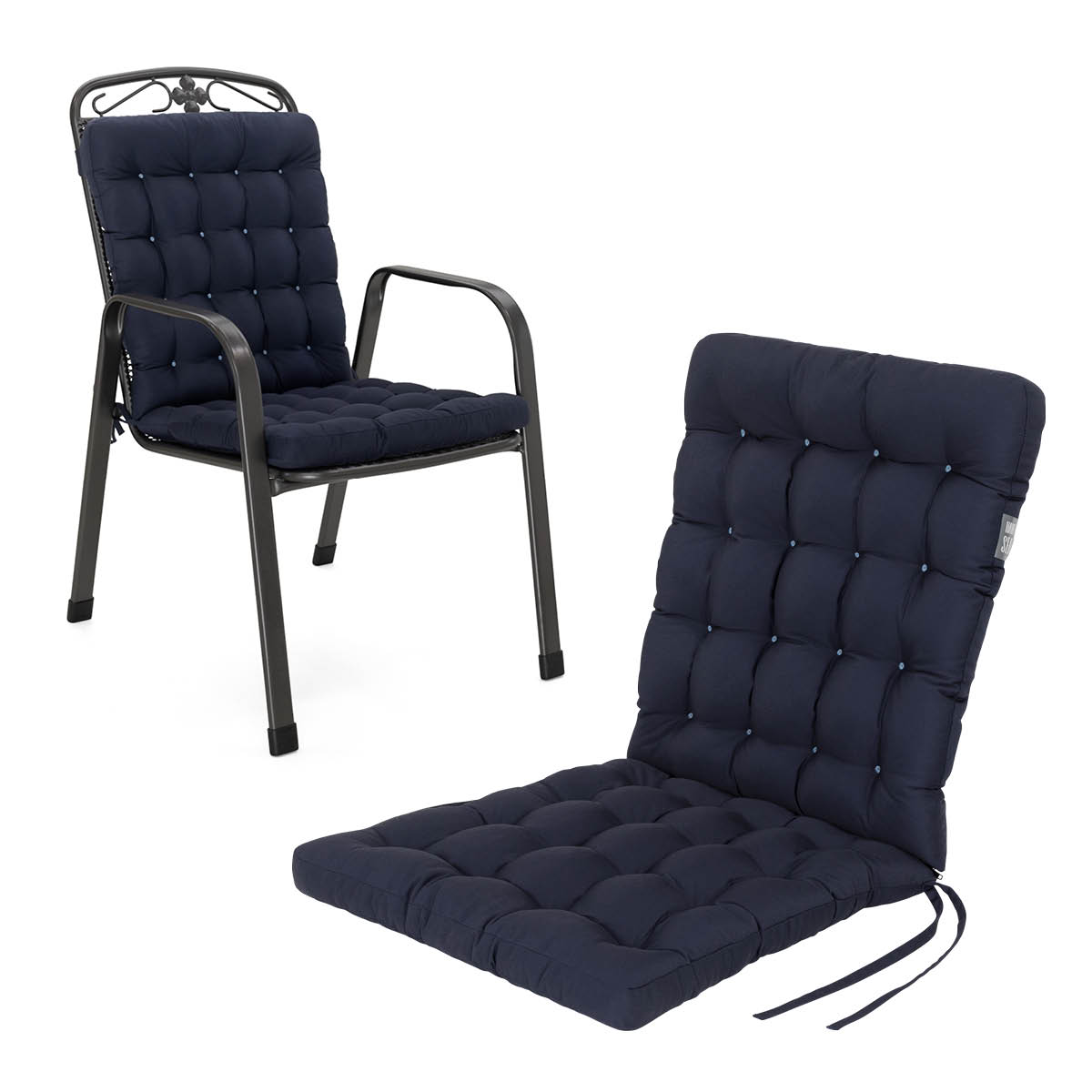 Cuscino per sedia con schienale basso 100x48 cm | Blu navy Cuscino per sedia con schienale basso 100x48 cm | Blu navy