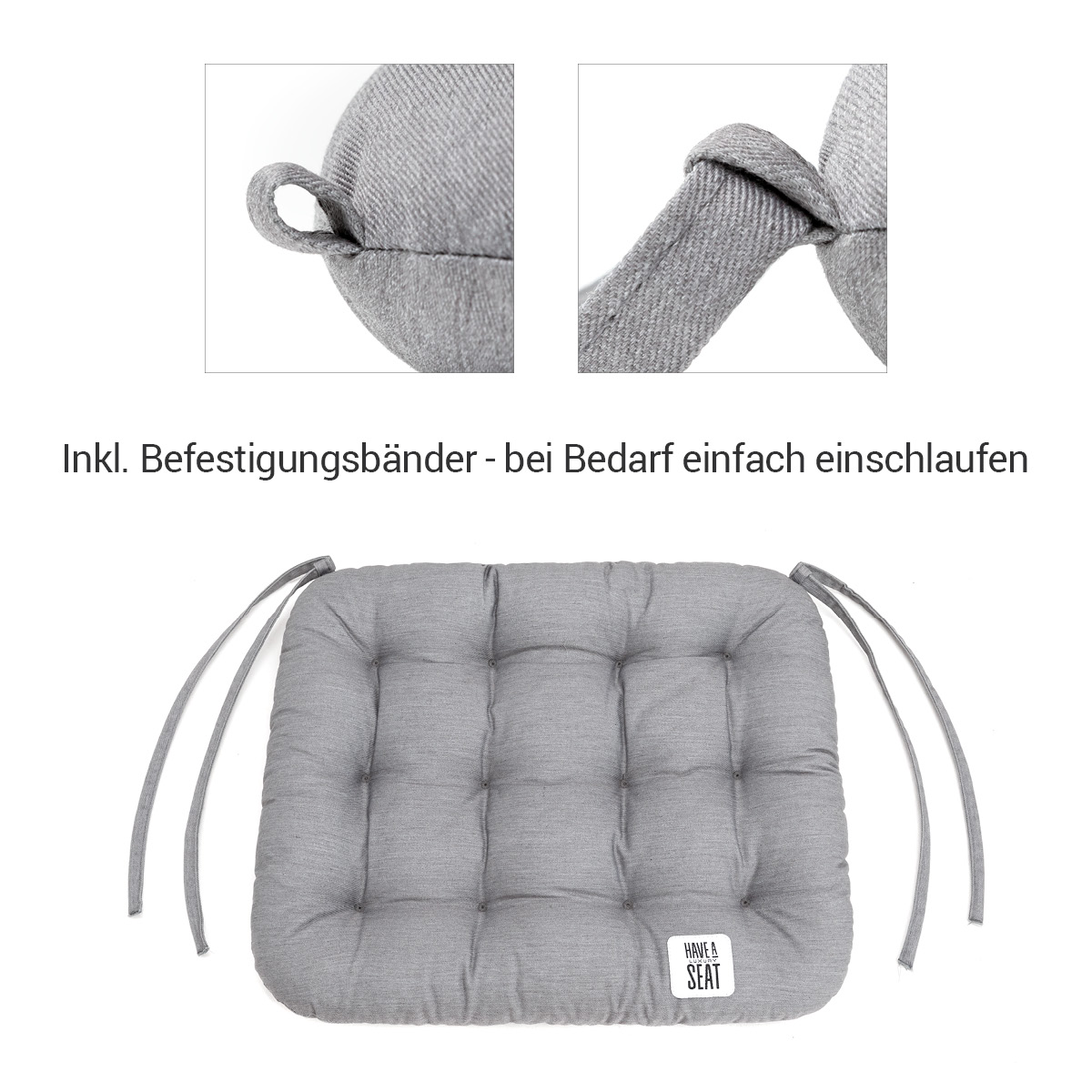 HAVE A SEAT Luxury | Sitzkissen 40 x 35 cm (2 St.) - bequemes Sitzpolster  für Klappstühle - waschbar bis 95° C, Trockner geeignet - Made in Germany