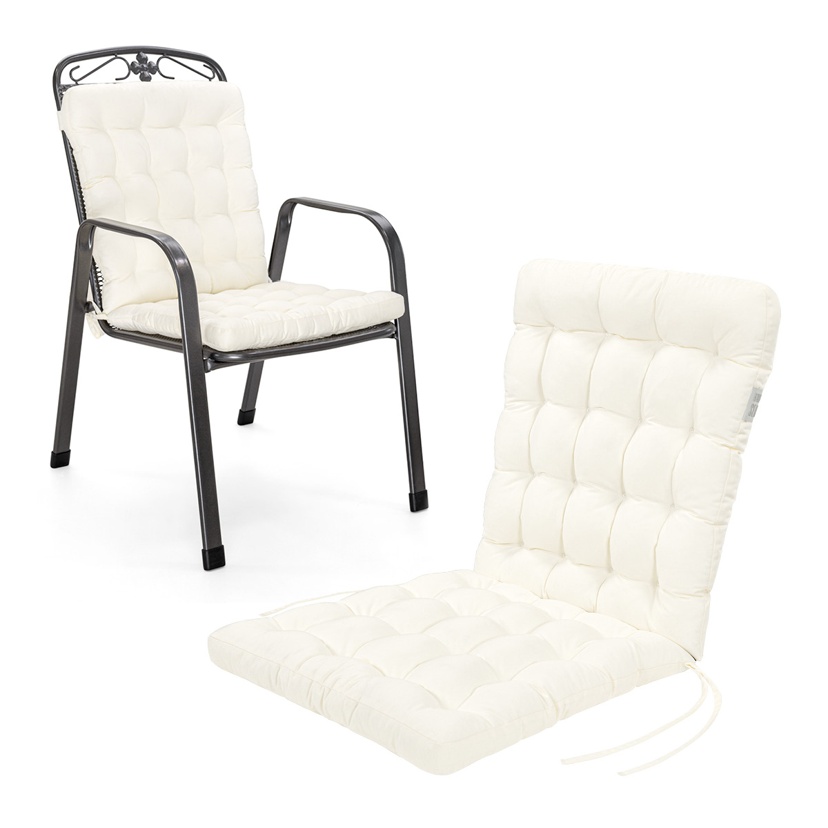 Cuscino per sedia con schienale basso 100x48 cm | Bianco | 1 pezzo