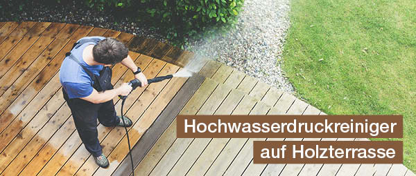 hochdruckreiniger auf holzterrasse