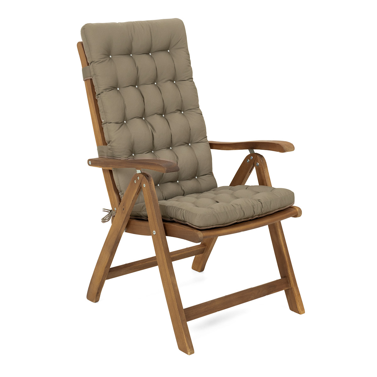 HAVE A SEAT Living Sitzauflagen Hochlehner | hochwertige Auflagen goldbraun / taupe mit Befestigungsbändern passend für handelsübliche Gartenstühle