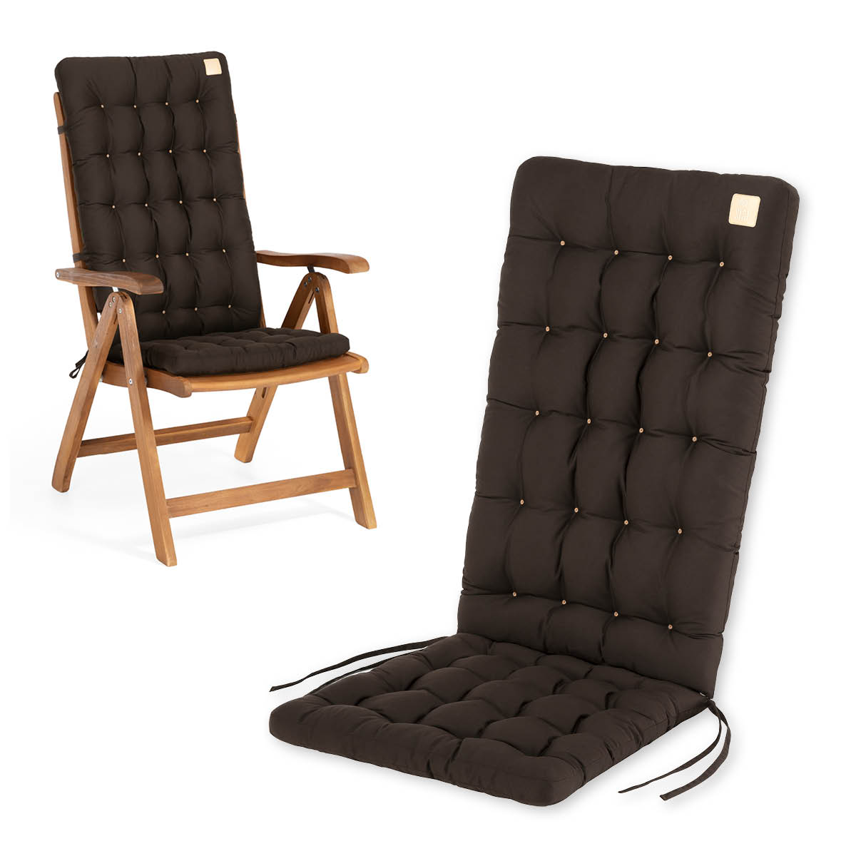 Cuscino per sedie con schienale alto 120x48cm | Marrone