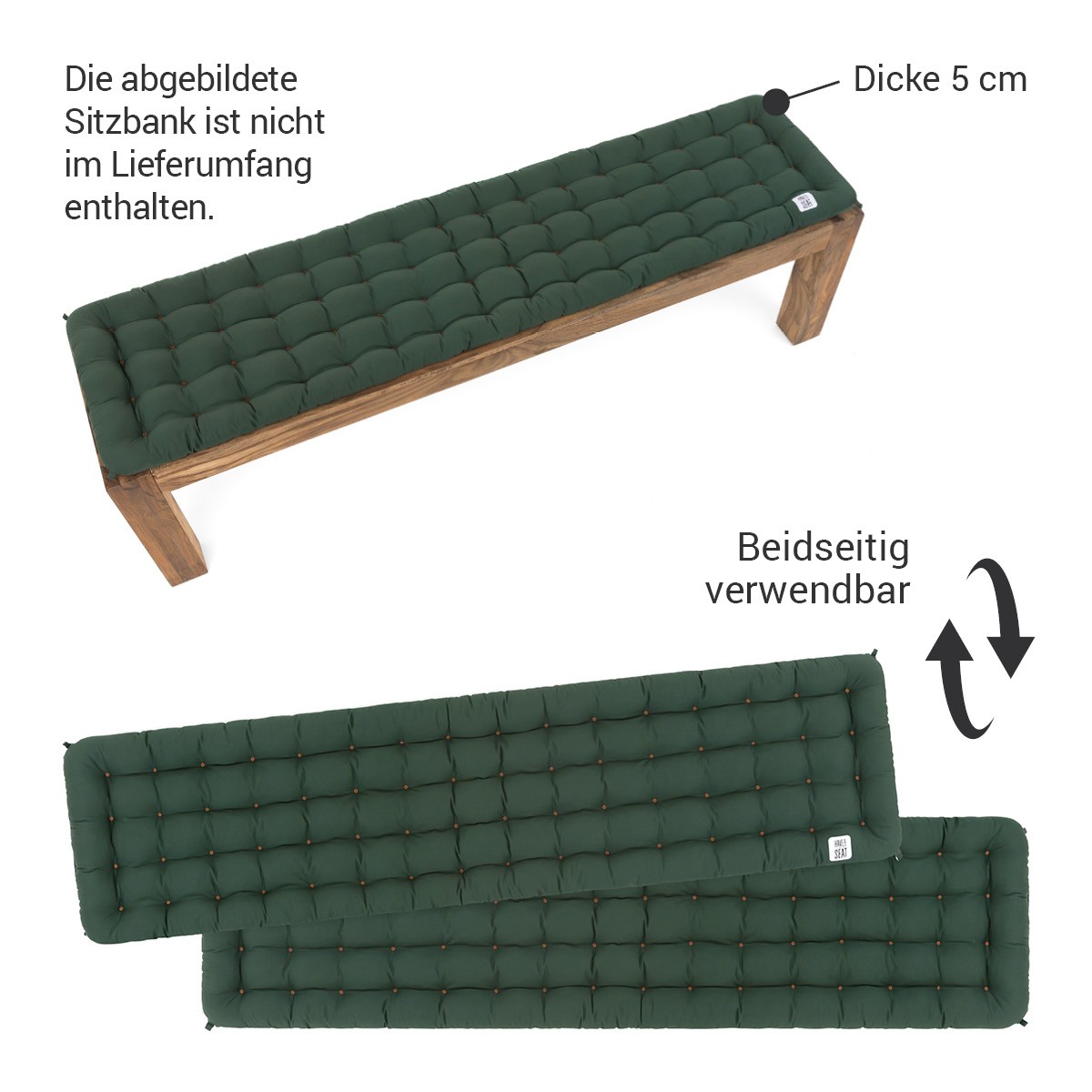 Praktische & bequeme Bankauflagen Moosgrün für Sitzbänke und Esszimmerbänke von HAVE A SEAT Living