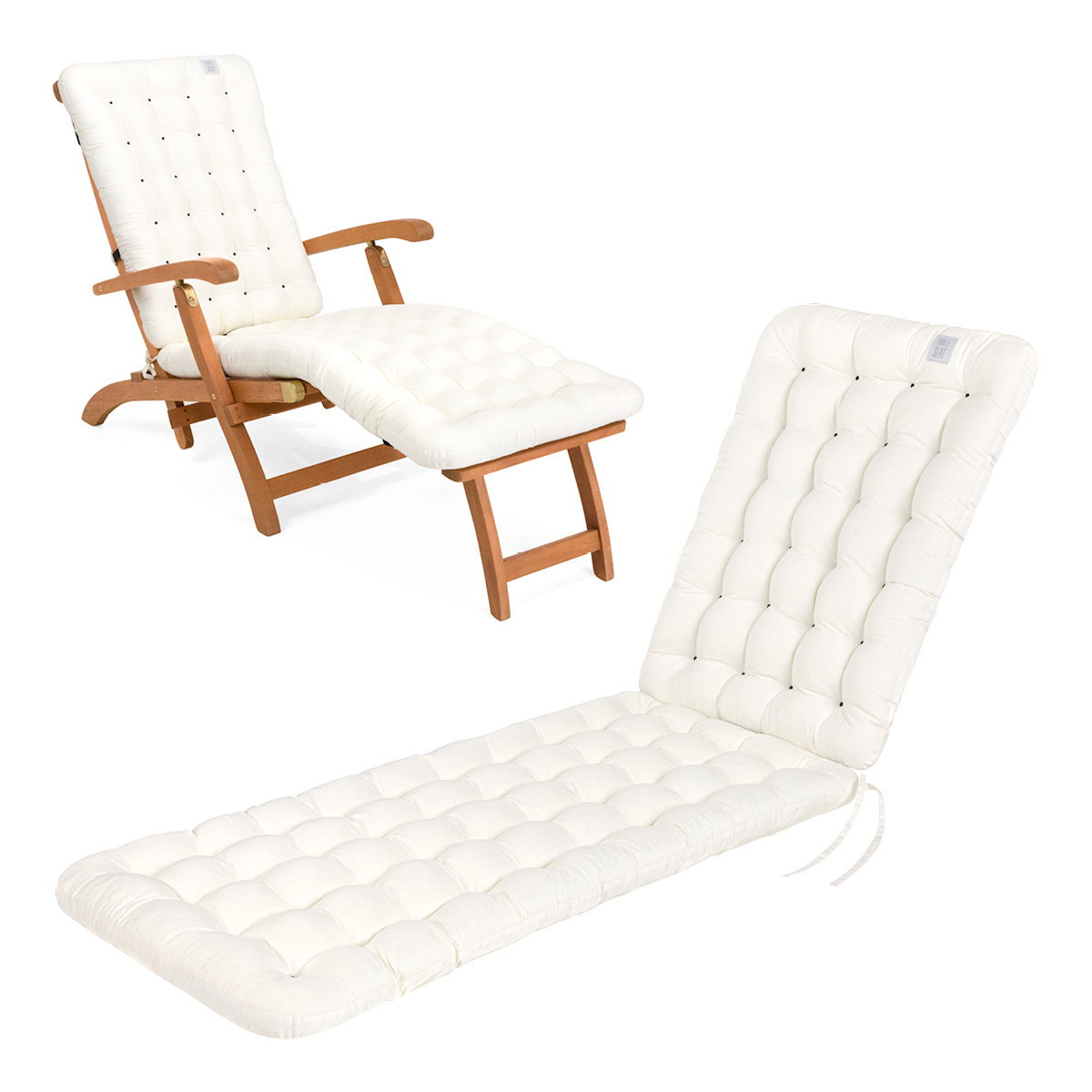 HAVE A SEAT Living | Deckchair Auflage Weiß | bequeme, Polsterauflage in hochwertiger Qualität mit Nackenkissen für Liegestuhl