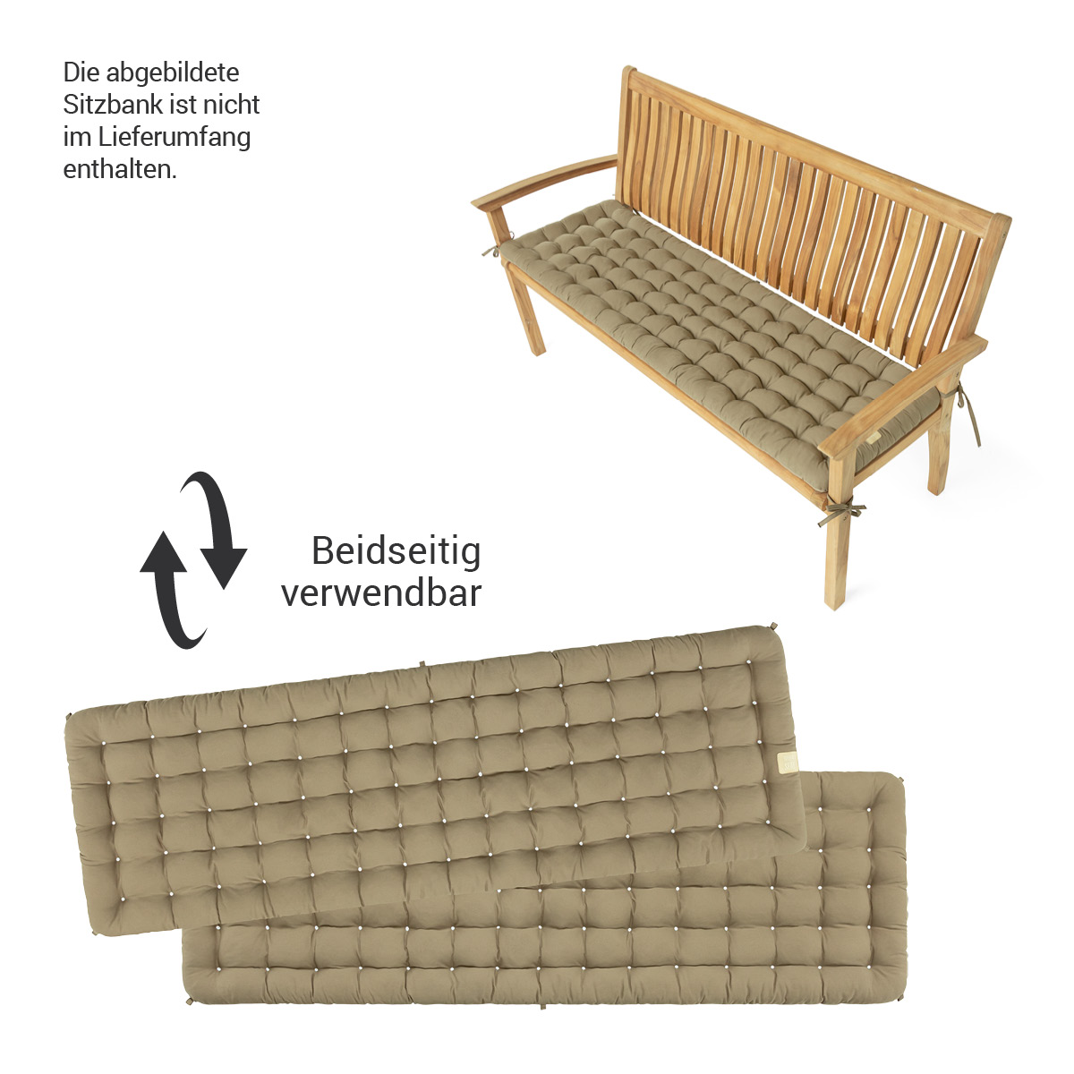 HAVE A SEAT Living Gartenbank Auflage Goldbraun | beidseitig verwendbar, die abgebildete Gartenbank ist nicht im Lieferumfang enthalten