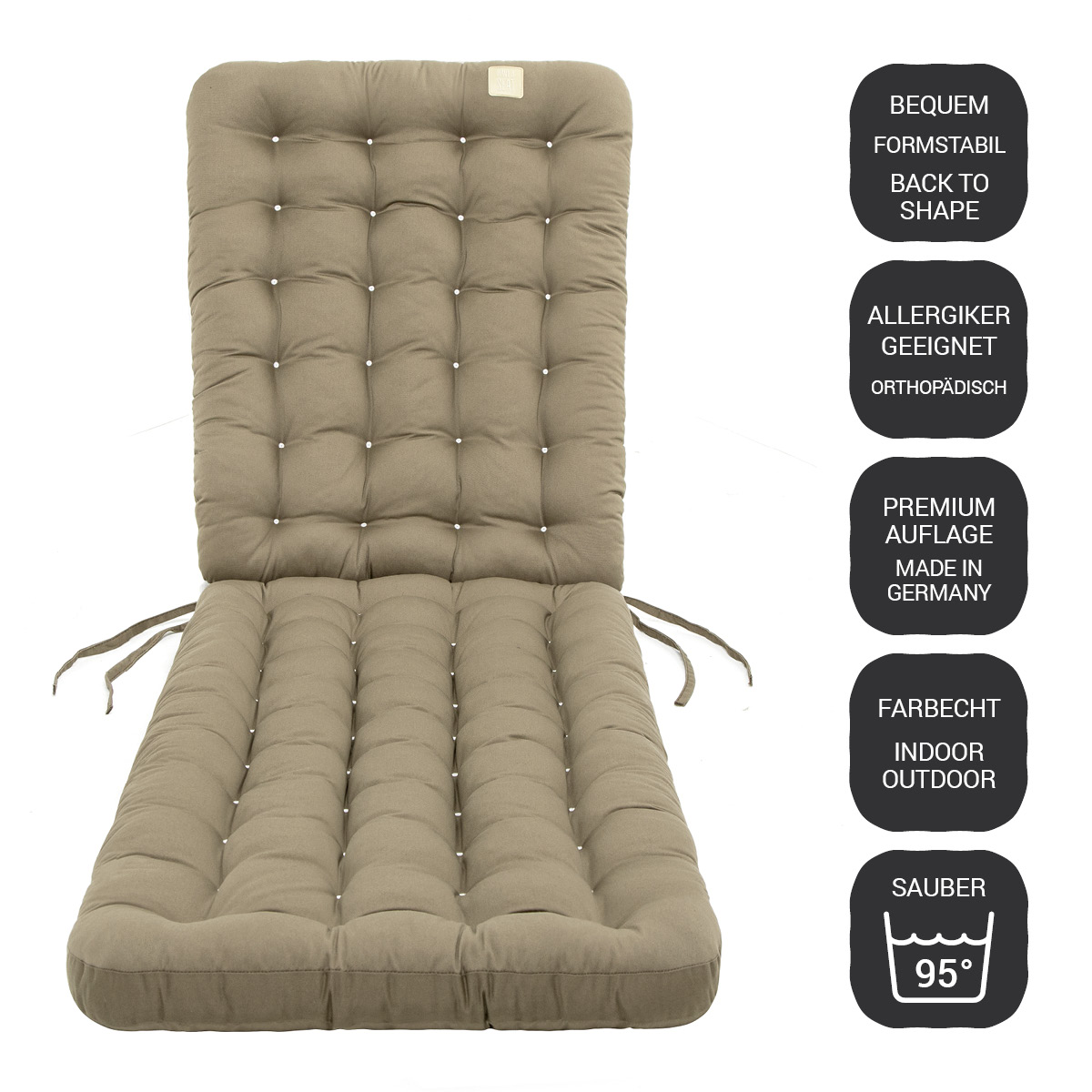 HAVE A SEAT Living | Deckchair Auflage | 5 Jahre Garantie | Made in Germany | Farbecht | Indoor / Outdoor / Bequem | orthopädisch