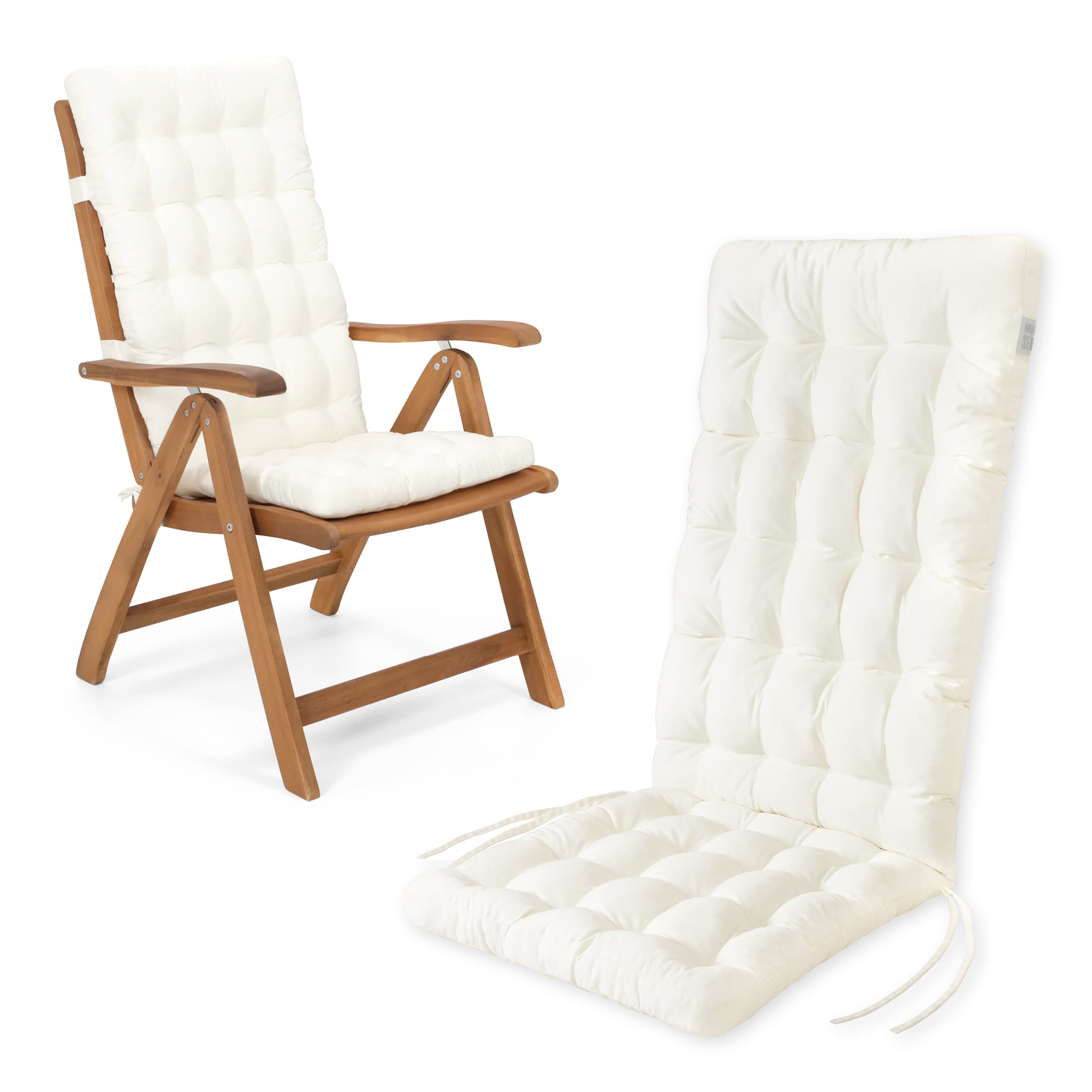 Hochlehner Auflagen | Weiß | HAVE A SEAT Living HAVE A SEAT Living Hochlehner Auflagen Weiss | bequemes Sitzpolster, orthopädische gepolsterte Sitzauflage für Hochlehner Gartenstühle
