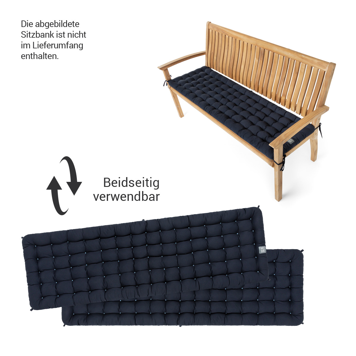 HAVE A SEAT Living Bankauflage dunkelblau für Gartenbank | beidseitig verwendbar, die abgebildete Gartenbank ist nicht im Lieferumfang enthalten