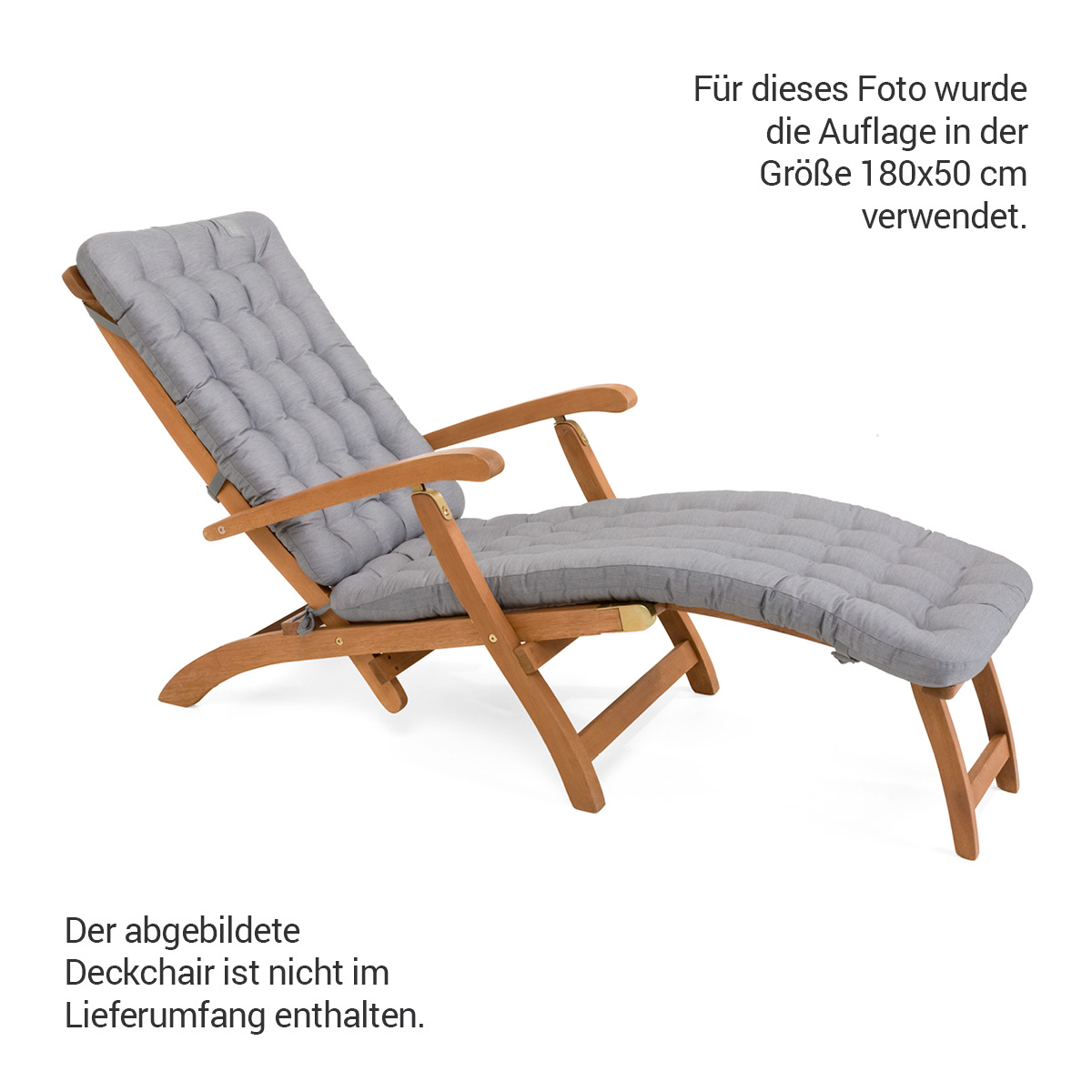 Premium HAVE A SEAT Living Auflage in hellgrau für Deckchair mit Luxus-Polsterung 8 cm Dick | bequem, orthopädisch, passgenau für Relaxstühle
