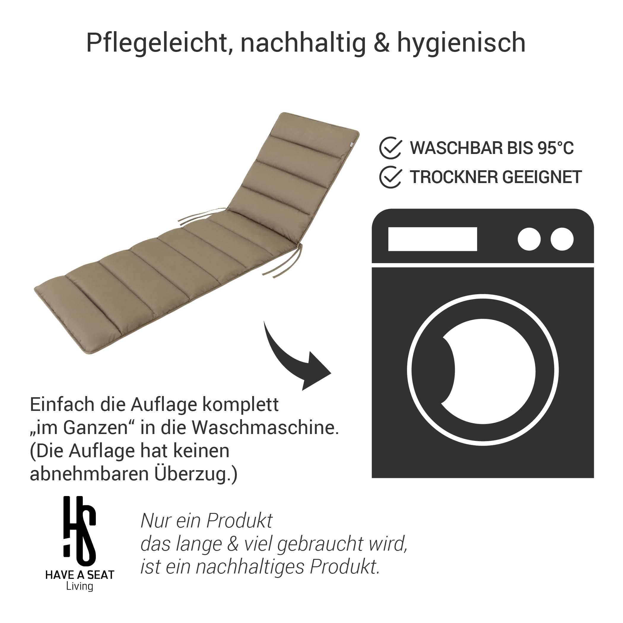Waschbare, pflegeleichte Auflage Flair in Goldbraun, bis 95°C waschbar, langlebig, trocknergeeignet
