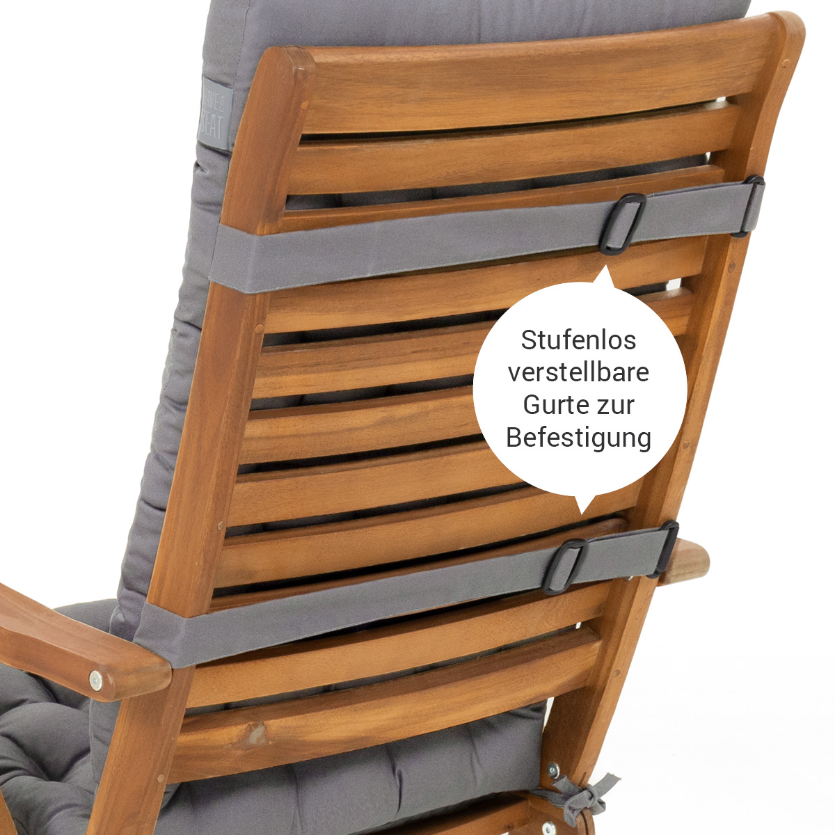 Hochlehner für moderne Alu-Hochlehner-Gartenstühle | hochwertige Sitzauflagen hellgrau mit Befestigungsbändern | HAVE A SEAT Living