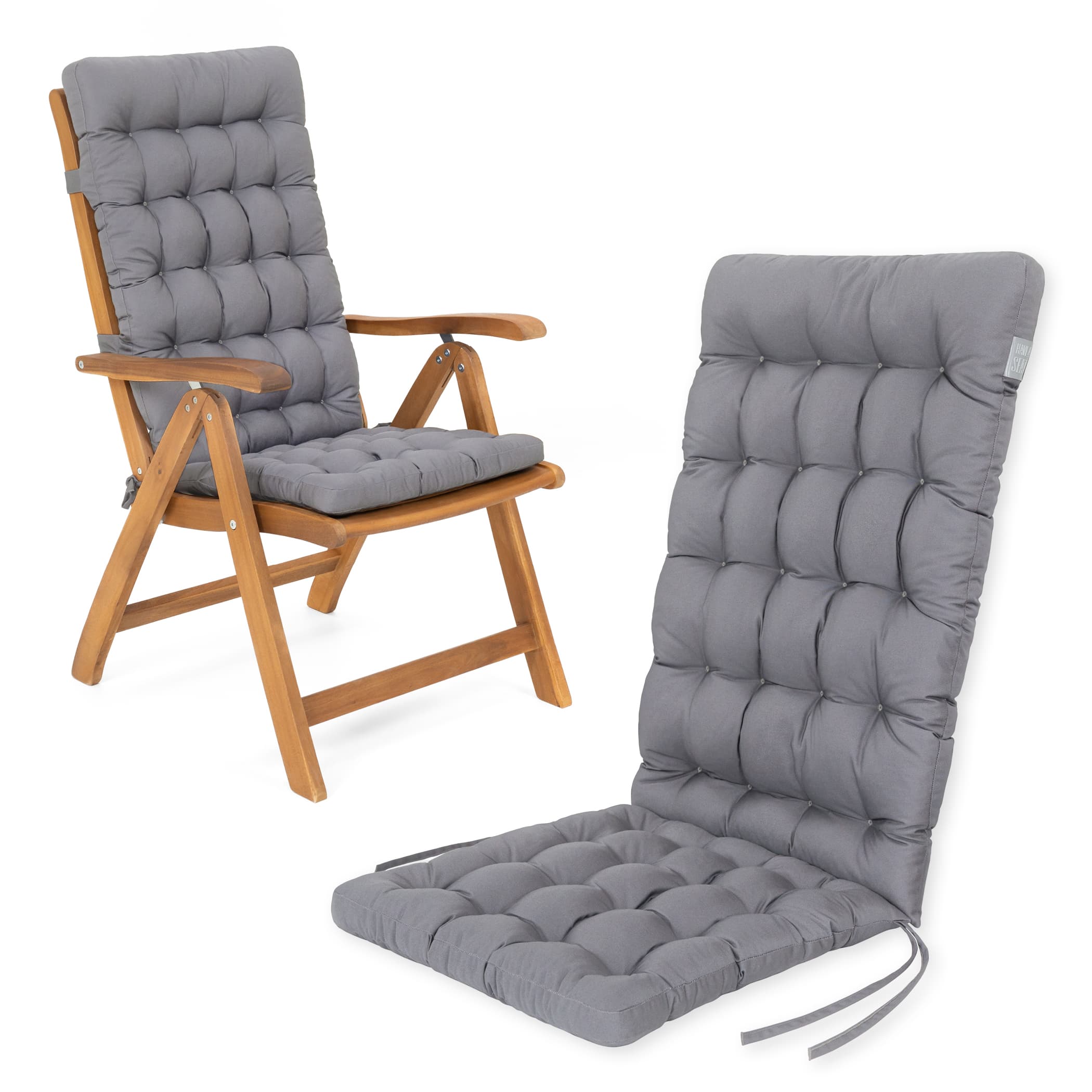 Hochlehner Auflagen | Hellgrau | HAVE A SEAT Living HAVE A SEAT Living Hochlehner Auflagen Hellgrau | bequemes Sitzpolster, orthopädische gepolsterte Sitzauflage für Hochlehner Gartenstühle