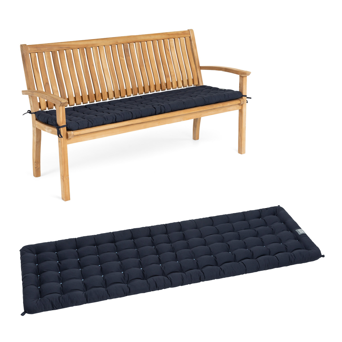 Gartenbankauflage | Marine-Blau | HAVE A SEAT Living HAVE A SEAT Living Gartenbank Auflage Marine-Blau | bequemes Sitzpolster, orthopädische gepolsterte Sitzauflage für Gartenbänke / Sitzbänke