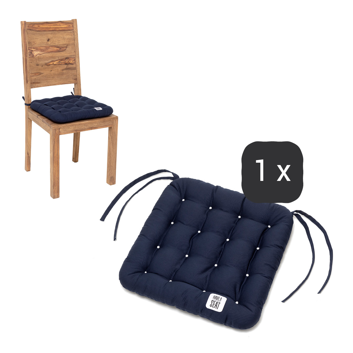 Stuhlkissen 40 x 40 cm | Marine-Blau | 1 St. | Premium-Sitzkomfort | Indoor / Outdoor | waschbar bis 95°C | HAVE A SEAT Living