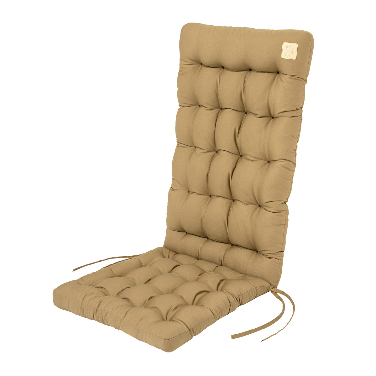 Sitzauflage beige für Hochlehner | 8/6 cm dicke Polsterung, wetterfest | mit Bändern zur Befestigung an Gartenstuhl | HAVE A SEAT Living 
