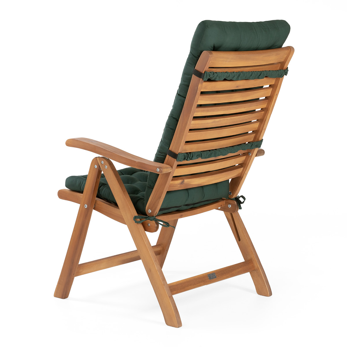 Sitzauflage Hochlehner für hochwertige Hochlehner-Gartenstühle aus Holz | hochwertige Sitzauflagen dunkelgrün mit Befestigungsbändern | HAVE A SEAT Living