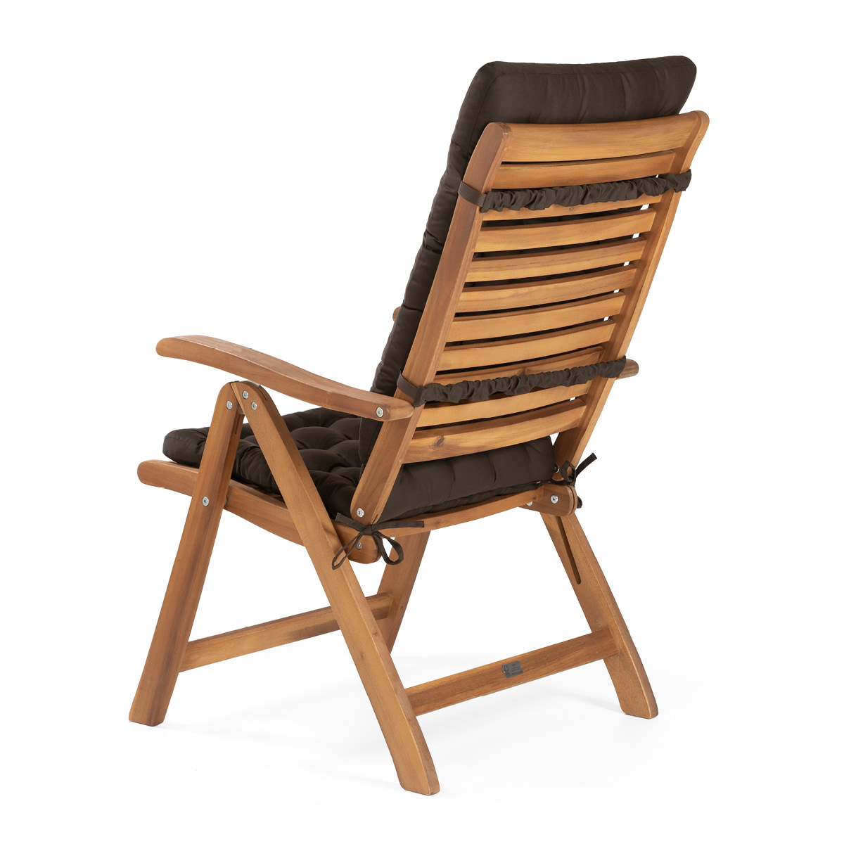 HAVE A SEAT Living Sitzkissen mit Rückenteil braun für Gartenstuhl | dicke Polsterung mit Schleifen und Bänder zur Befestigung an Rückenlehne