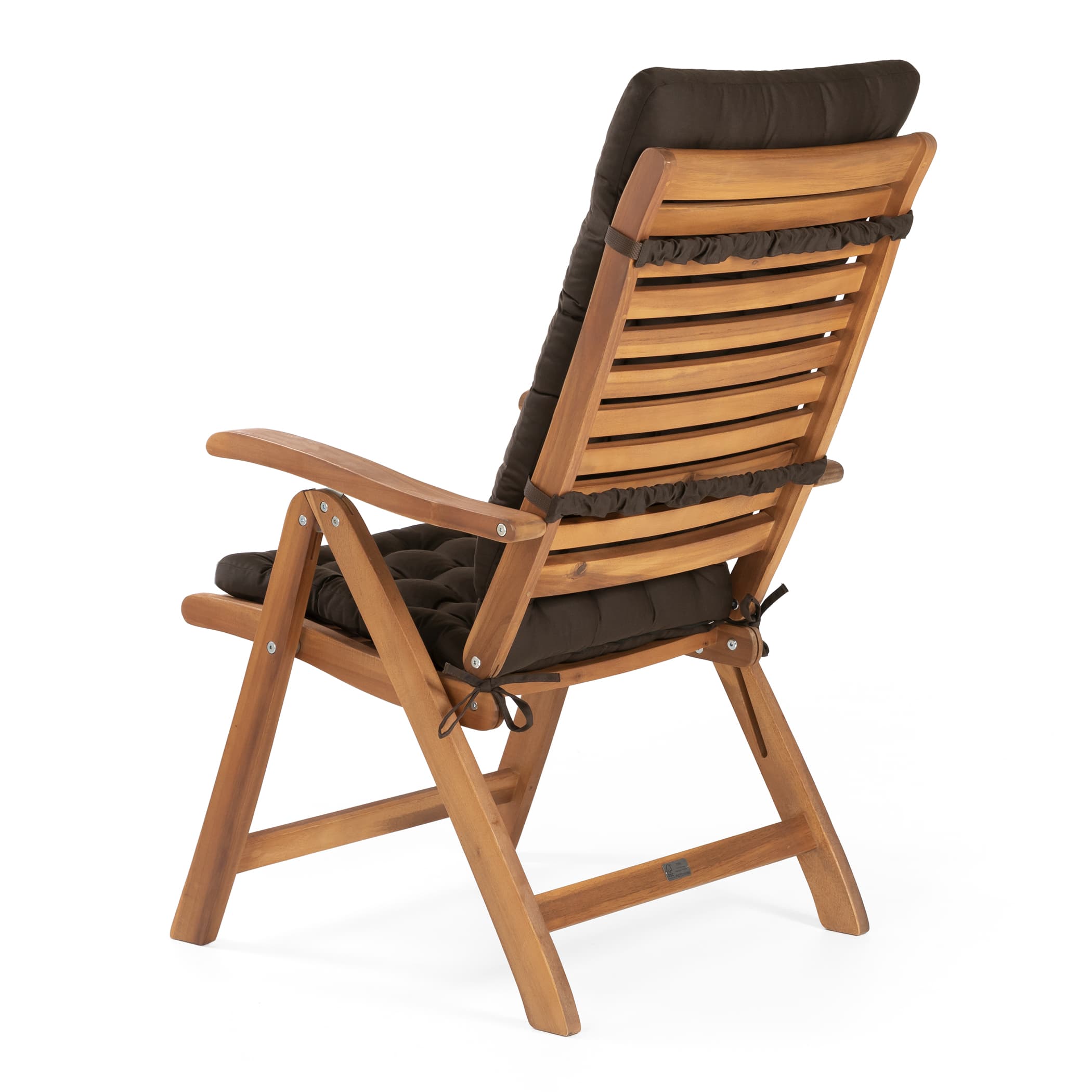 Hochlehner Auflage 6/8 cm dick | Braun | HAVE A SEAT Living HAVE A SEAT Living Sitzkissen mit Rückenteil braun für Gartenstuhl | dicke Polsterung mit Schleifen und Bänder zur Befestigung an Rückenlehne