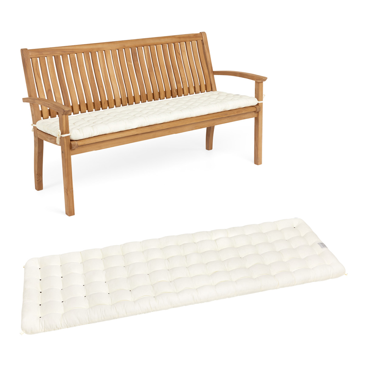 HAVE A SEAT Living Gartenbank Auflage Weiß | bequemes Sitzpolster, orthopädische gepolsterte Sitzauflage für Gartenbänke / Sitzbänke