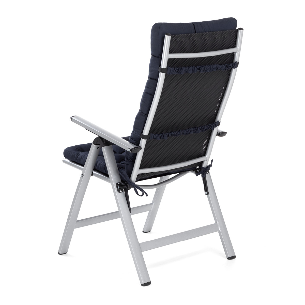 Sitzauflage Hochlehner für moderne Alu-Hochlehner-Gartenstühle | hochwertige Sitzauflagen dunkelblau mit Befestigungsbändern | HAVE A SEAT Living