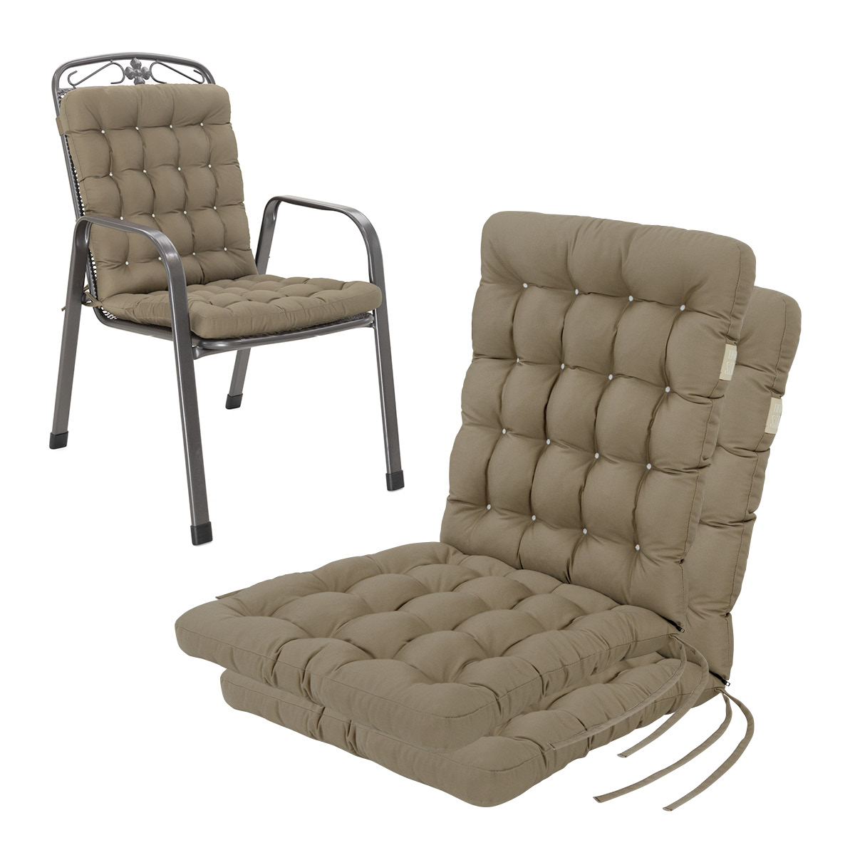 Niedriglehner Auflagen goldbraun | 1 St. | bequemes Sitzpolster, orthopädische gepolsterte Sitzauflage für Stapelstühle / Gartenstühle | HAVE A SEAT Living