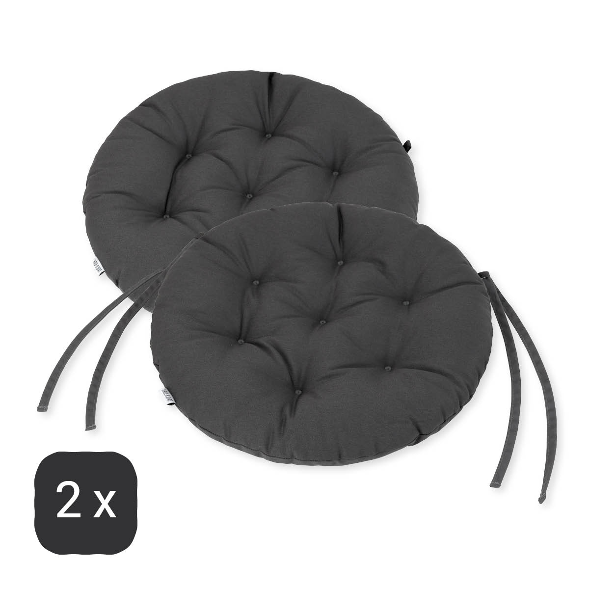 Cuscino da seduta Ø 40 cm | Grigio / Antracite | Set da 2 % Cuscino da seduta Ø 40 cm | Grigio / Antracite | Set da 2 %