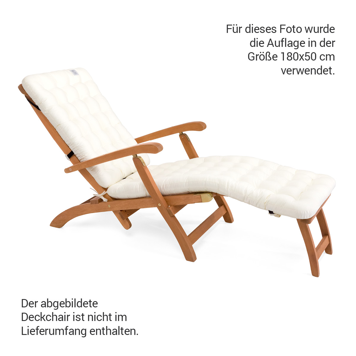 Premium HAVE A SEAT Living Auflage in edlem Weiß für Deckchair mit Luxus-Polsterung 8 cm Dick | bequem, orthopädisch, passend für Relaxstühle
