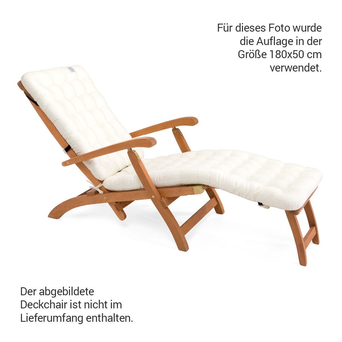 Premium HAVE A SEAT Living Auflage in edlem Weiß für Deckchair mit Luxus-Polsterung 8 cm Dick | bequem, orthopädisch, passend für Relaxstühle