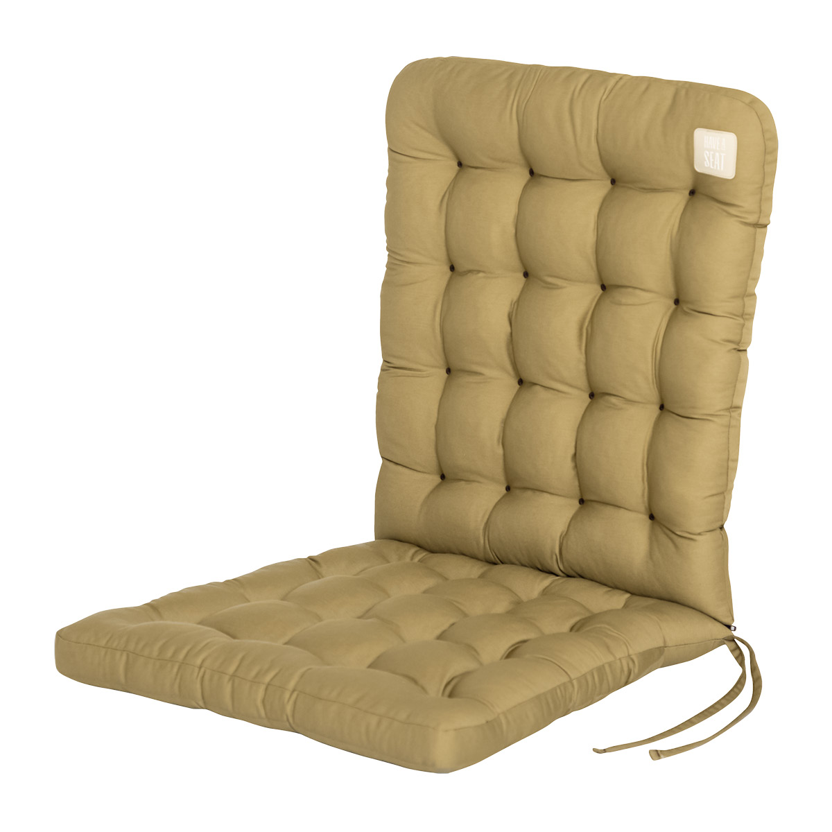 Stuhlauflage beige für Niedriglehner | 6 cm dicke Polsterung, wetterfest | mit Bändern zur Befestigung an Gartenstuhl | HAVE A SEAT Living 