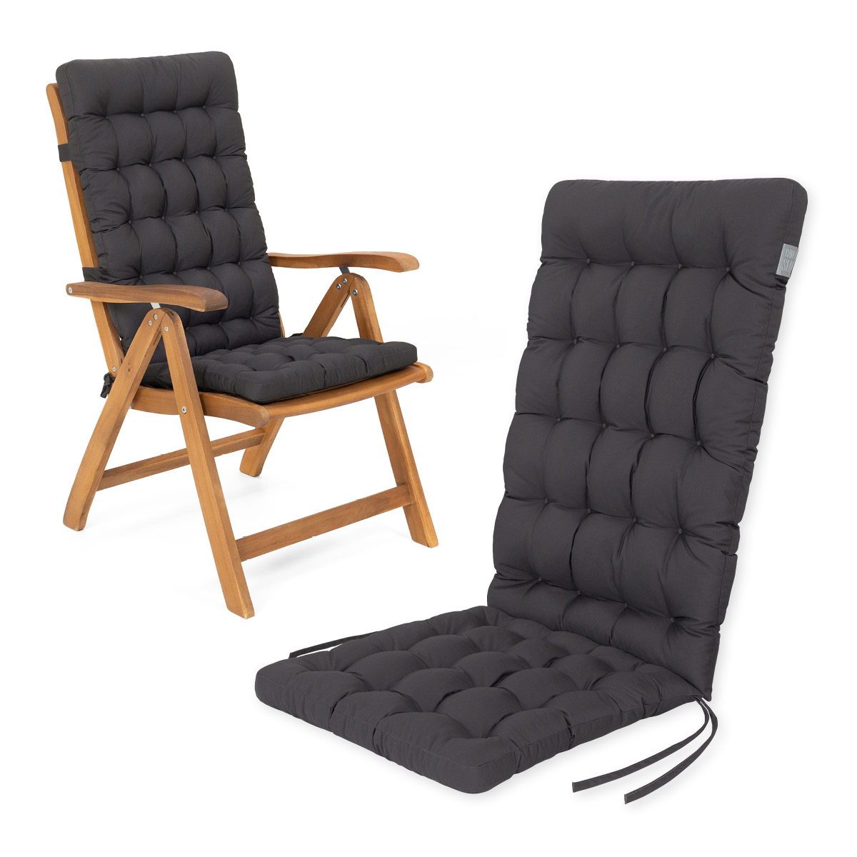 Cuscino per sedie con schienale alto 120x48cm | Grigio / Antracite | 1 pezzo