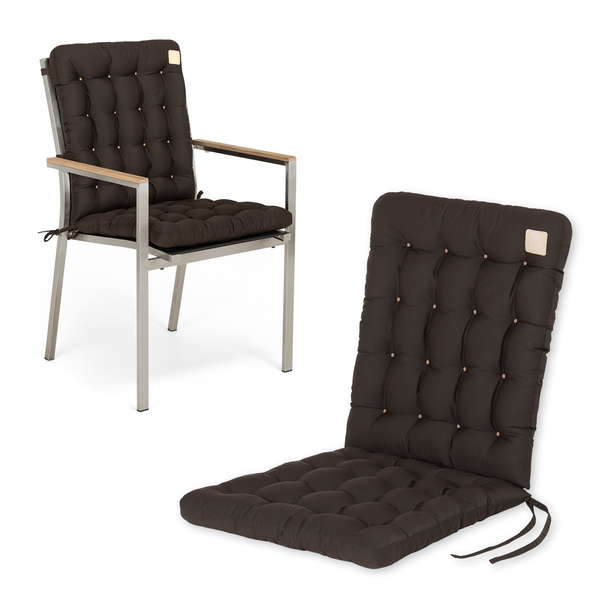 HAVE A SEAT Living Niedriglehner Auflagen Braun | bequemes Sitzpolster, orthopädische gepolsterte Sitzauflage für  Gartenstühle / Stapelstühle