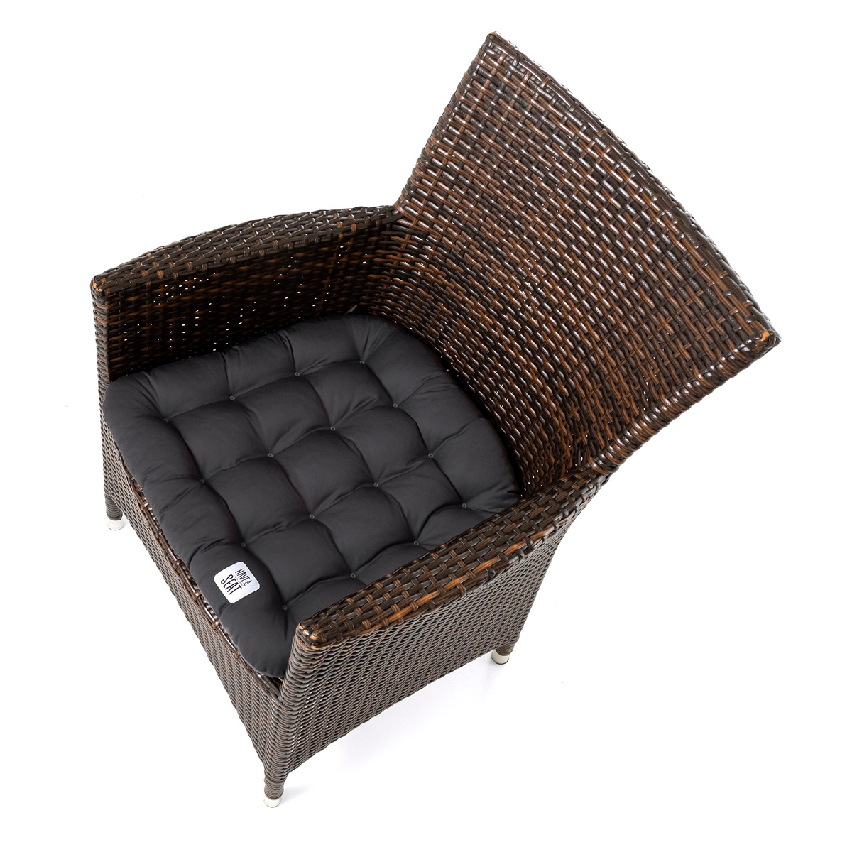 Dunkelgraues Sitzkissen trapez /konisch mit abgerundeten Ecken, optimale Passform für einen Rattanstuhl / Rattansessel | HAVE A SEAT Living