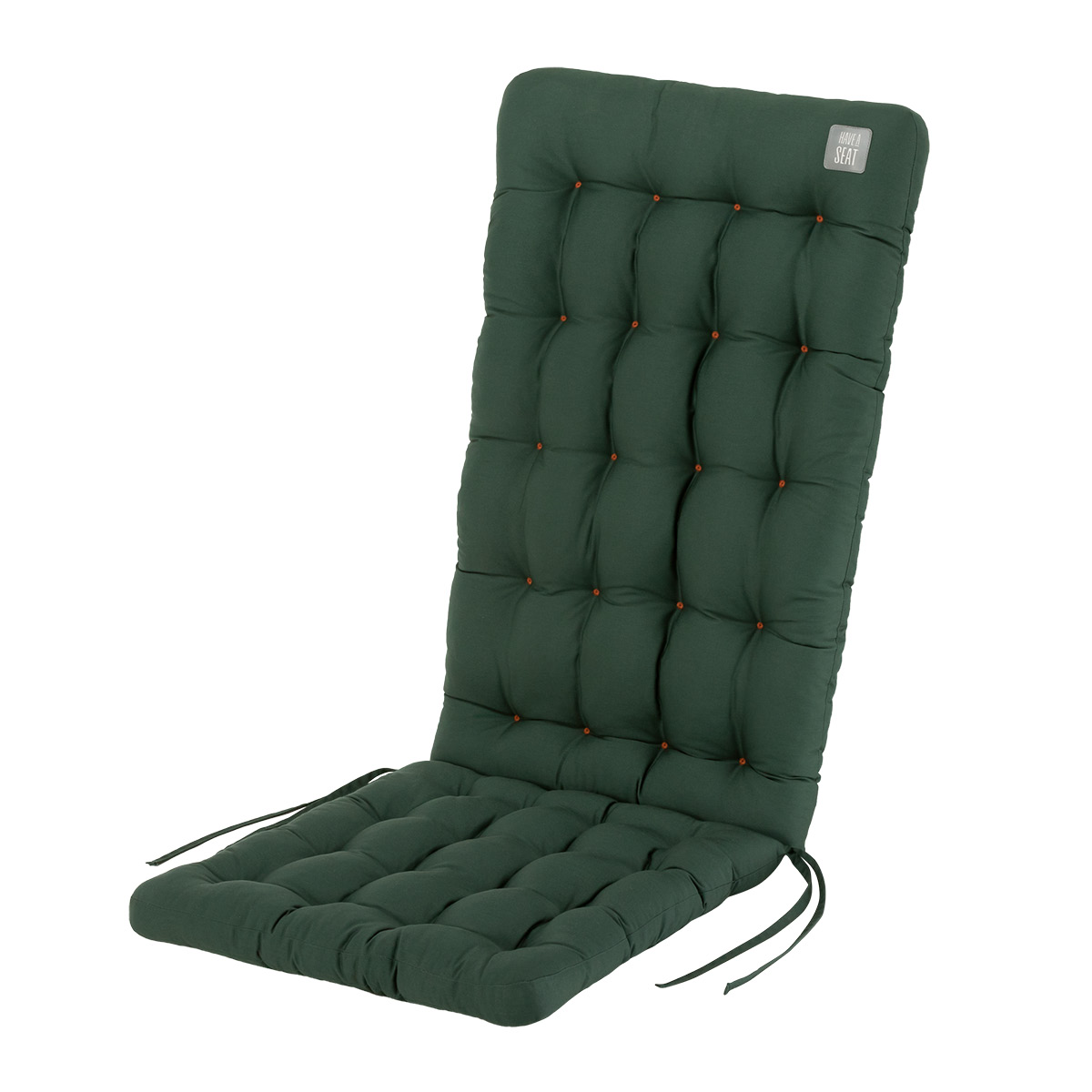 Sitzauflage Hochlehner dunkelgrün | 1 St. | dicke Polsterung, 8/6 cm, wetterfest | mit Befestigungsbänder für Gartenstühle | HAVE A SEAT Living 
