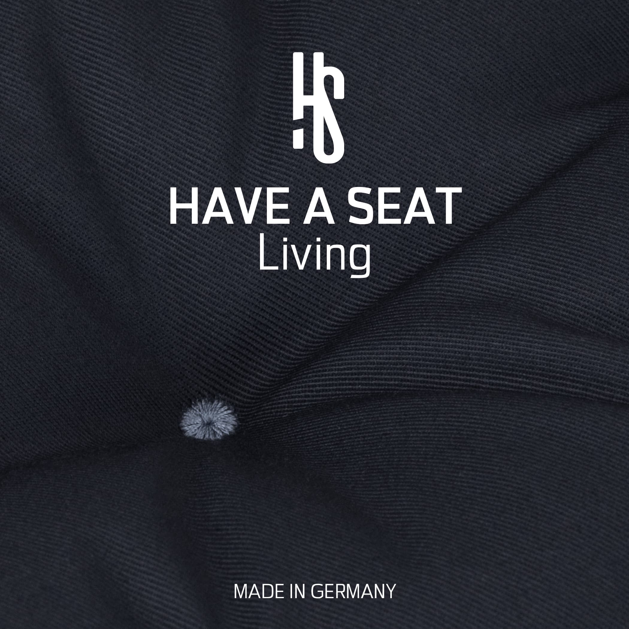 Gartenstuhlauflage Hochlehner | Marine-Blau | HAVE A SEAT Living | Made in Germany Hochlehner Auflage dunkelblau | strapazierfähiger, hautfreundlicher Oberstoff aus Baumwoll-Mischgewebe - Design Riegel hellblau - Made in Germany