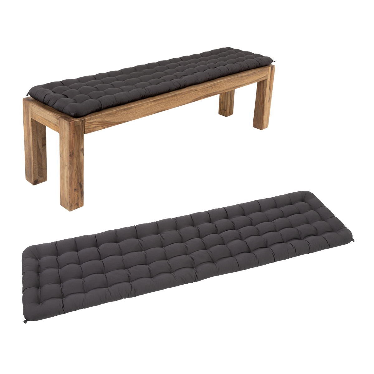 Bankauflage Sitzbank | Grau / Anthrazit HAVE A SEAT Living Bankauflage Grau / Anthrazit für Sitzbank | gemütliche Sitzauflage für Holzbank, Esszimmerbank, Essbank, Bank