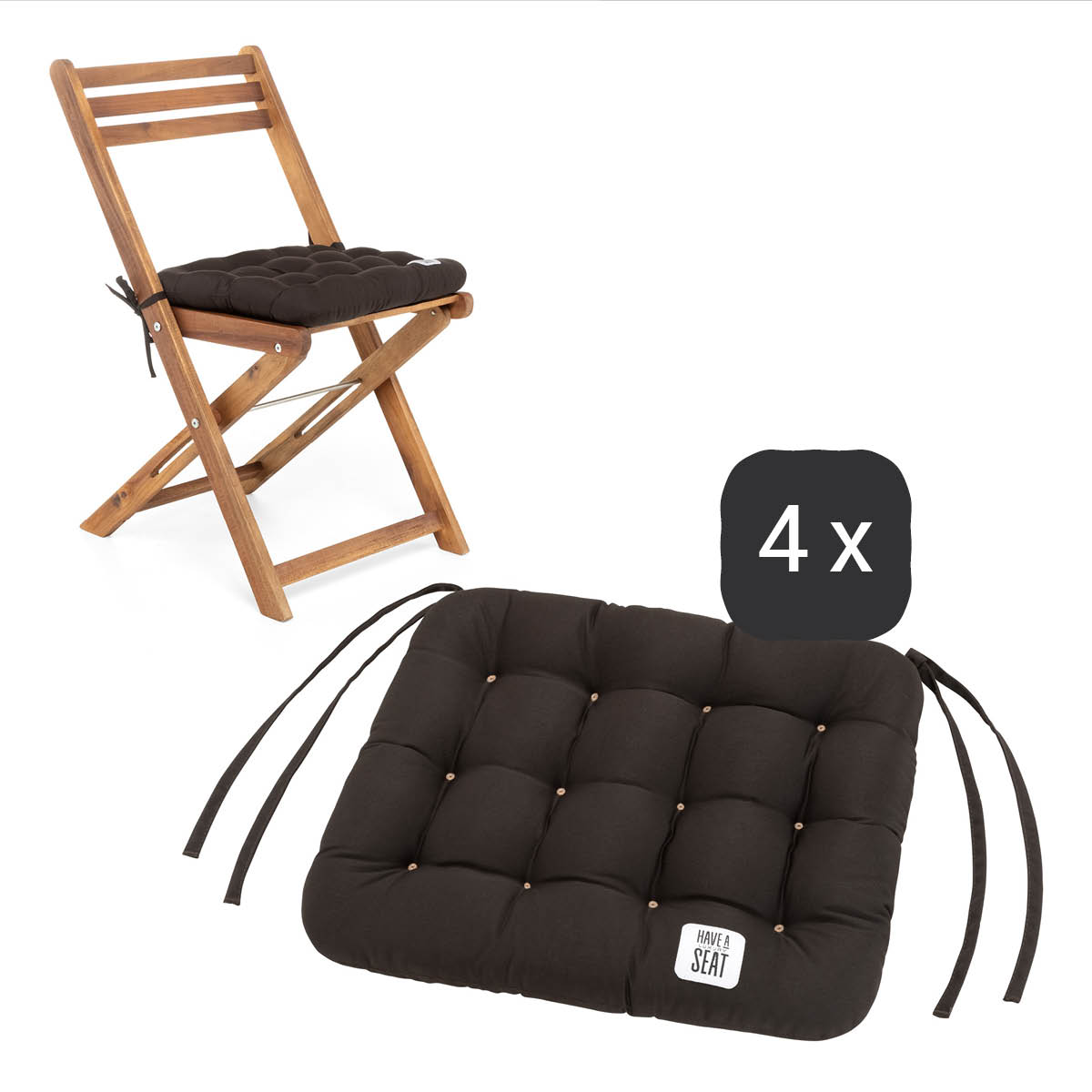Cuscino da seduta 40x35 cm | Marrone | Set da 4 %