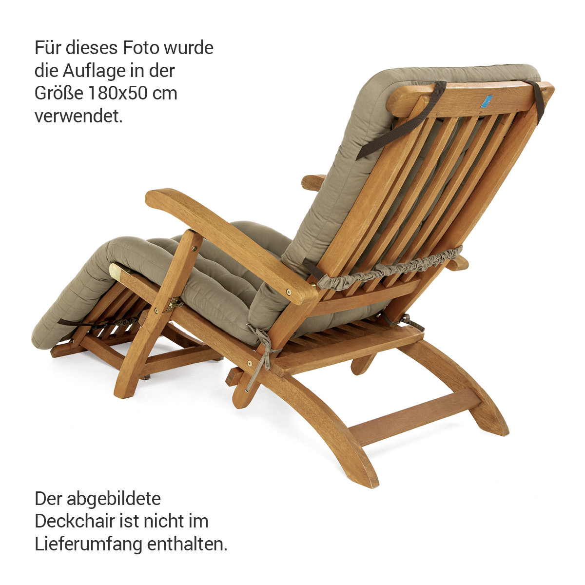 Deckchair Auflage Goldbraun mit Bändern und Schlaufen zur einfachen Befestigung hinten an Deckchair / Liegestuhl | HAVE A SEAT Living