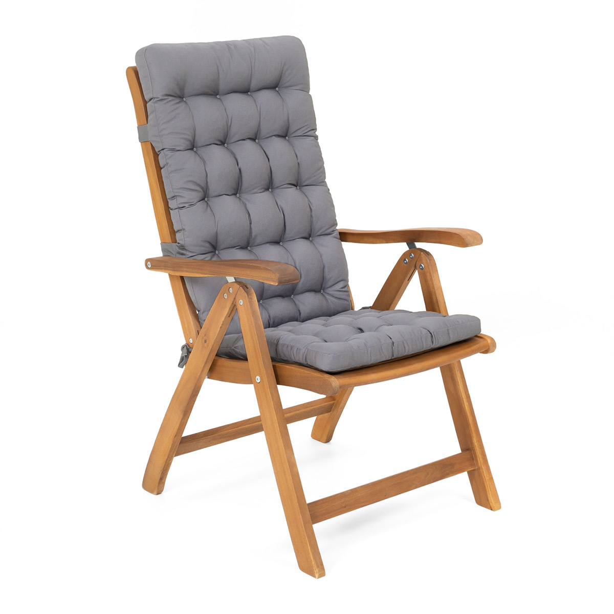 HAVE A SEAT Living Sitzauflagen Hochlehner | orthopädisch gepolsterte, hochwertige Auflage Hellgrau passend für handelsübliche Gartenstühle