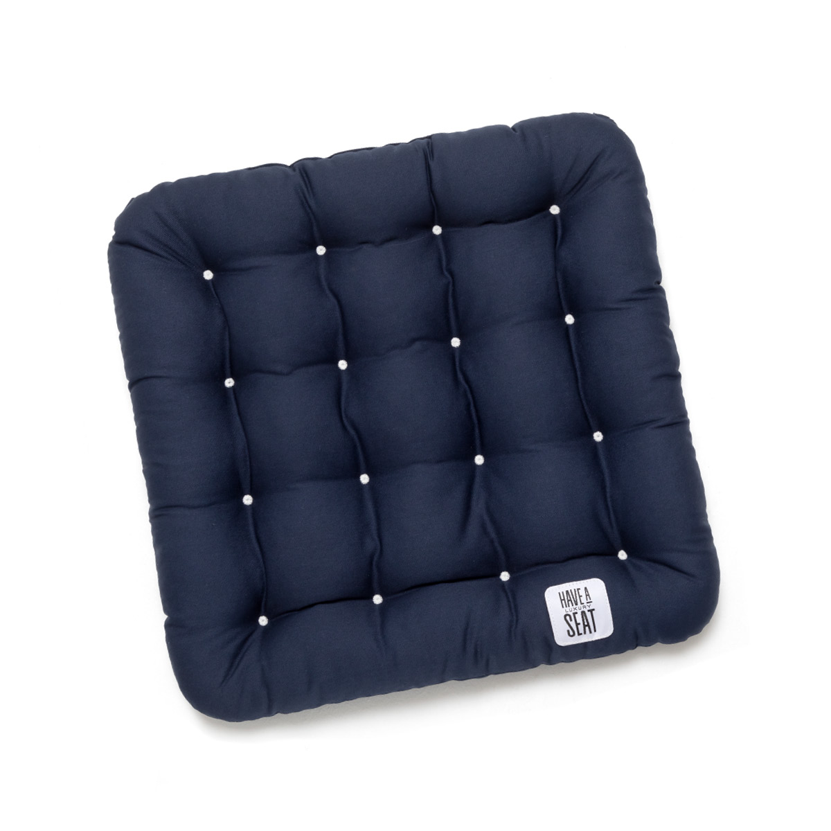 Sitzkissen eckig zum Binden | Marine-Blau | mit bequemer, orthopädischer Thermo-Polsterung | wetterfest | HAVE A SEAT Living