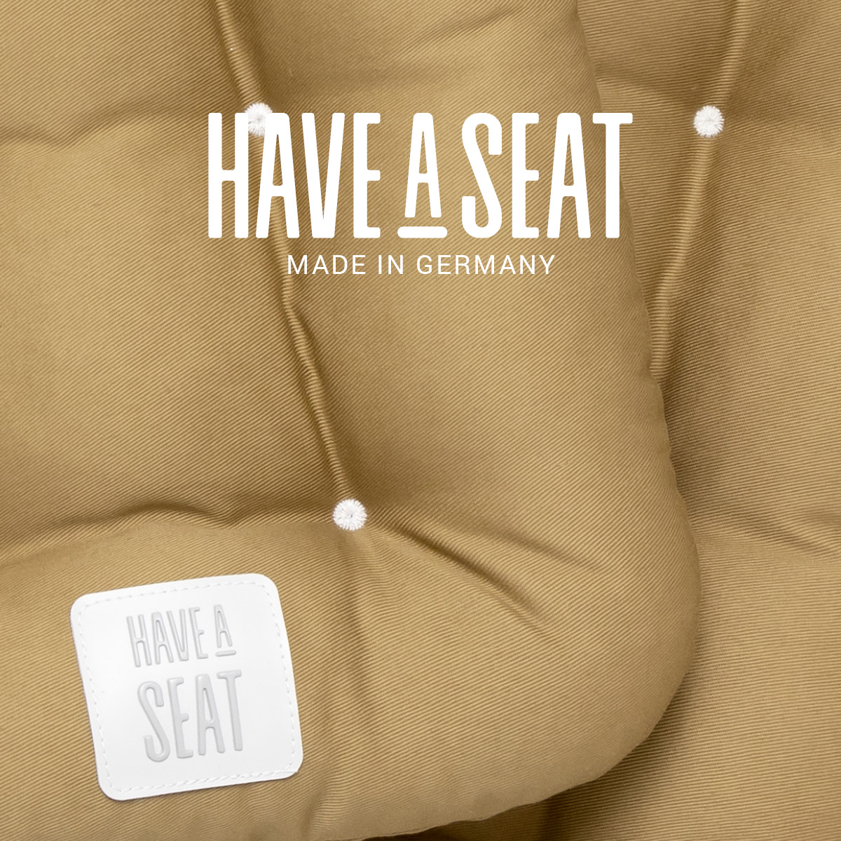 Stuhl Sitzkissen uni beige aus hochwertigem, strapazierfähigem Baumwoll-Stoff | wetterfest | Indoor / Outdoor | Made in Germany | HAVE A SEAT Living